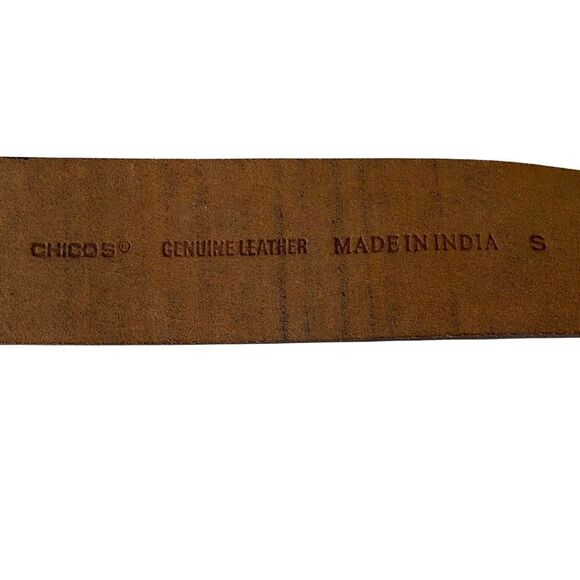 Chico’s Genuine Leather Belt With Stone Embedded Buckle Tan Size Small main image 4